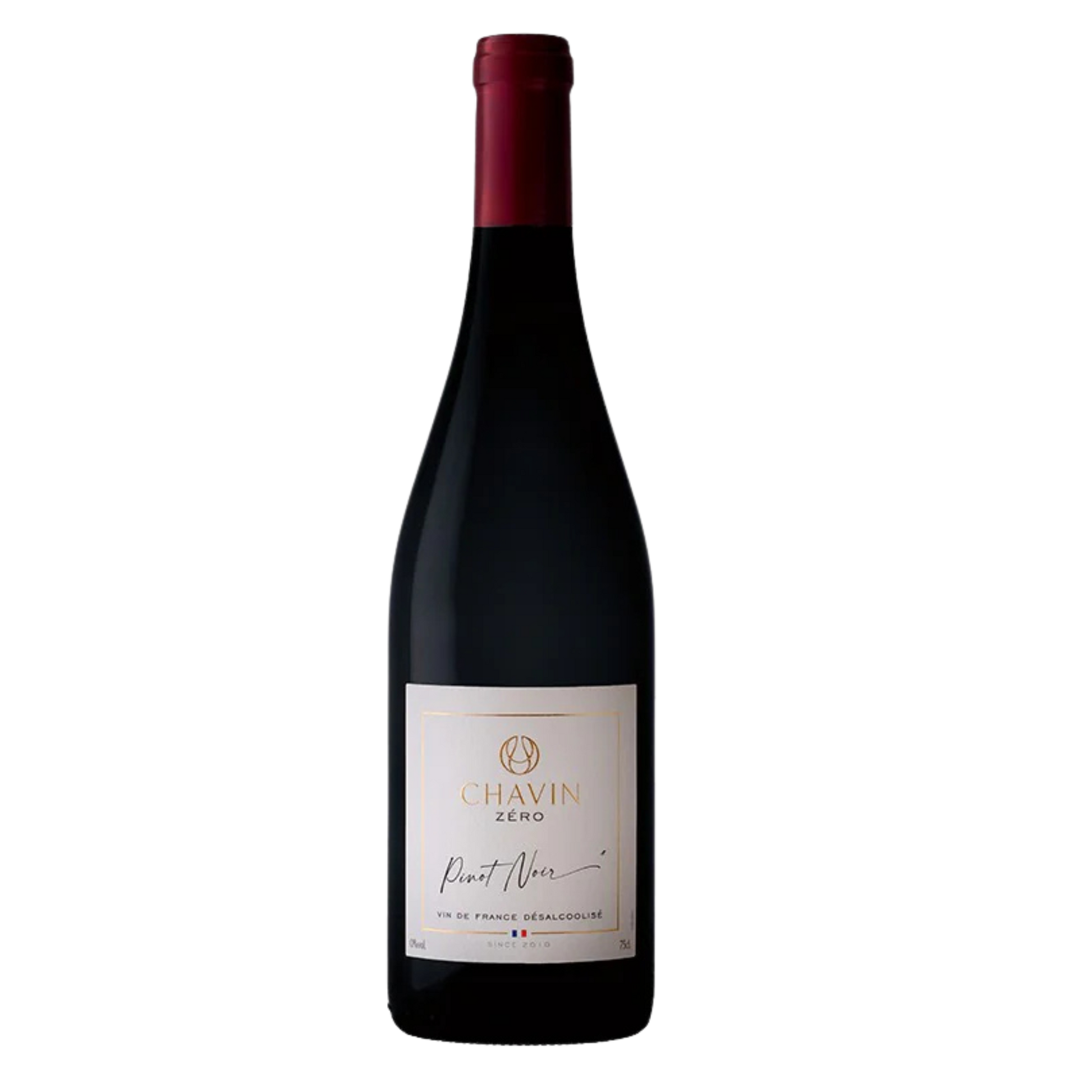 Wine bottle with Chavin label on a white background