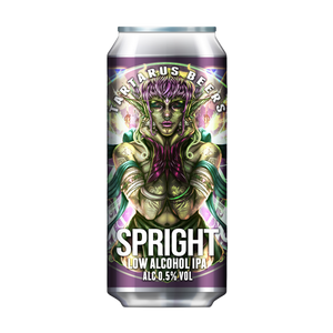 Alcohol free Tartarus beer can with a fantasy-themed design