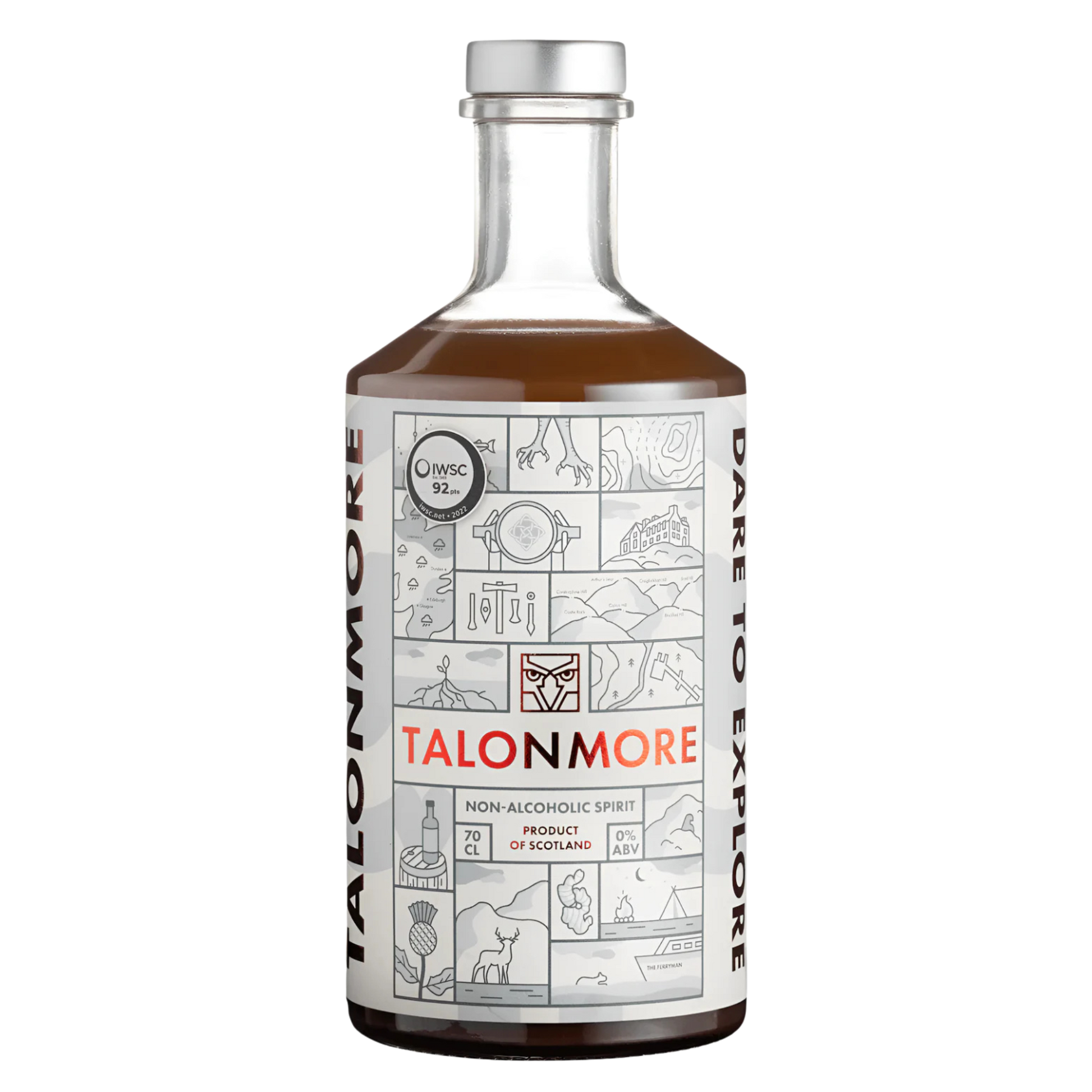 A bottle of Talonmore alcohol free whisky alternative