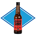 Bottle of Smashed Lager with a red label on a white background