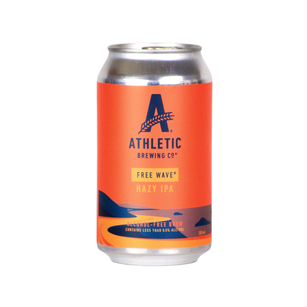 Orange can of Athletic Brewing Co. Free Wave Hazy IPA on a white background