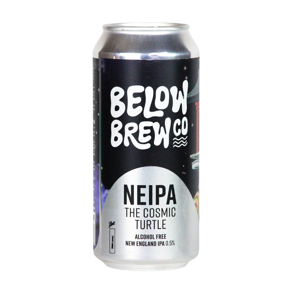 Beer can with 'Below Brew Co' branding on a white background