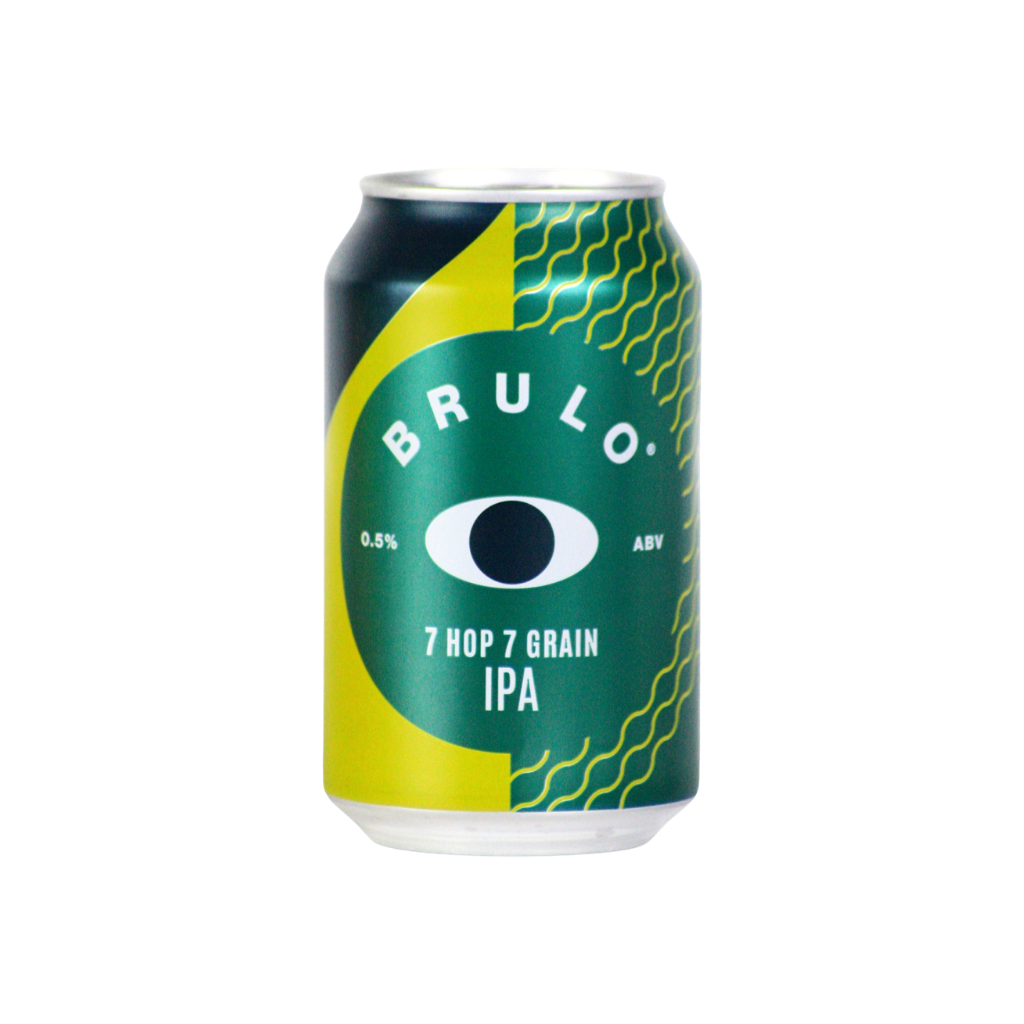 Brulo 7 Hop 7 Grain Non-Alcoholic IPA can on a white background