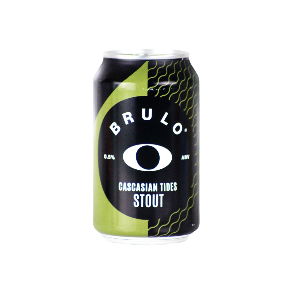 Brulo Cascasian Tides Stout can on a white background