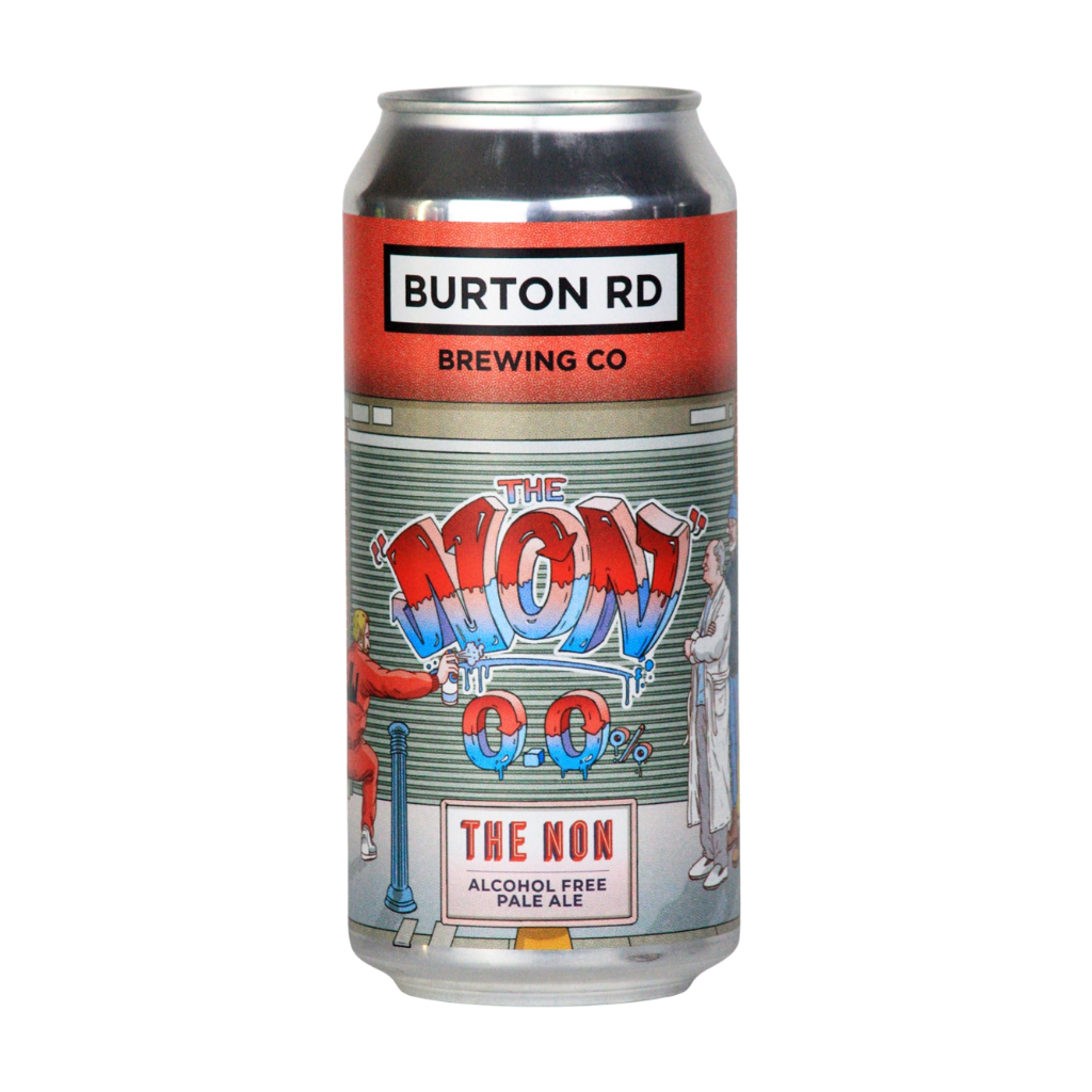 Can of Burton Rd Brewing Co alcohol-free pale ale on a white background