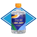 Bottle of Caleño Light & Zesty on a white background with a blue diamond shape overlay.