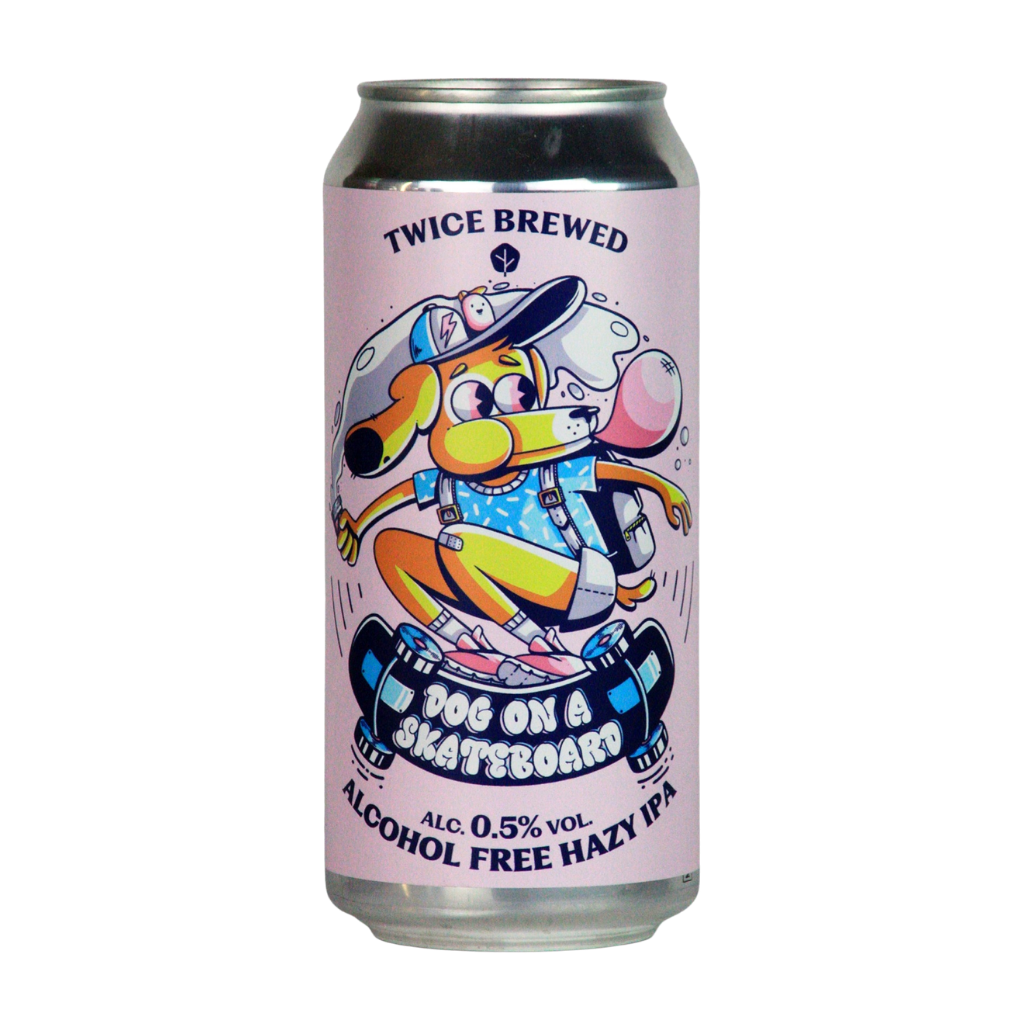 Twice Brewed Dog on a Skateboard