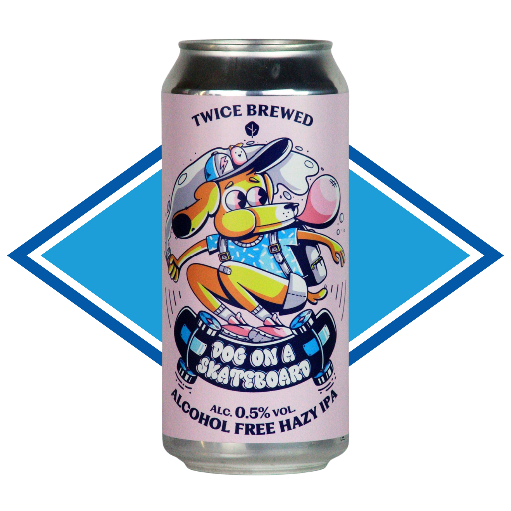 Twice Brewed Dog on a Skateboard