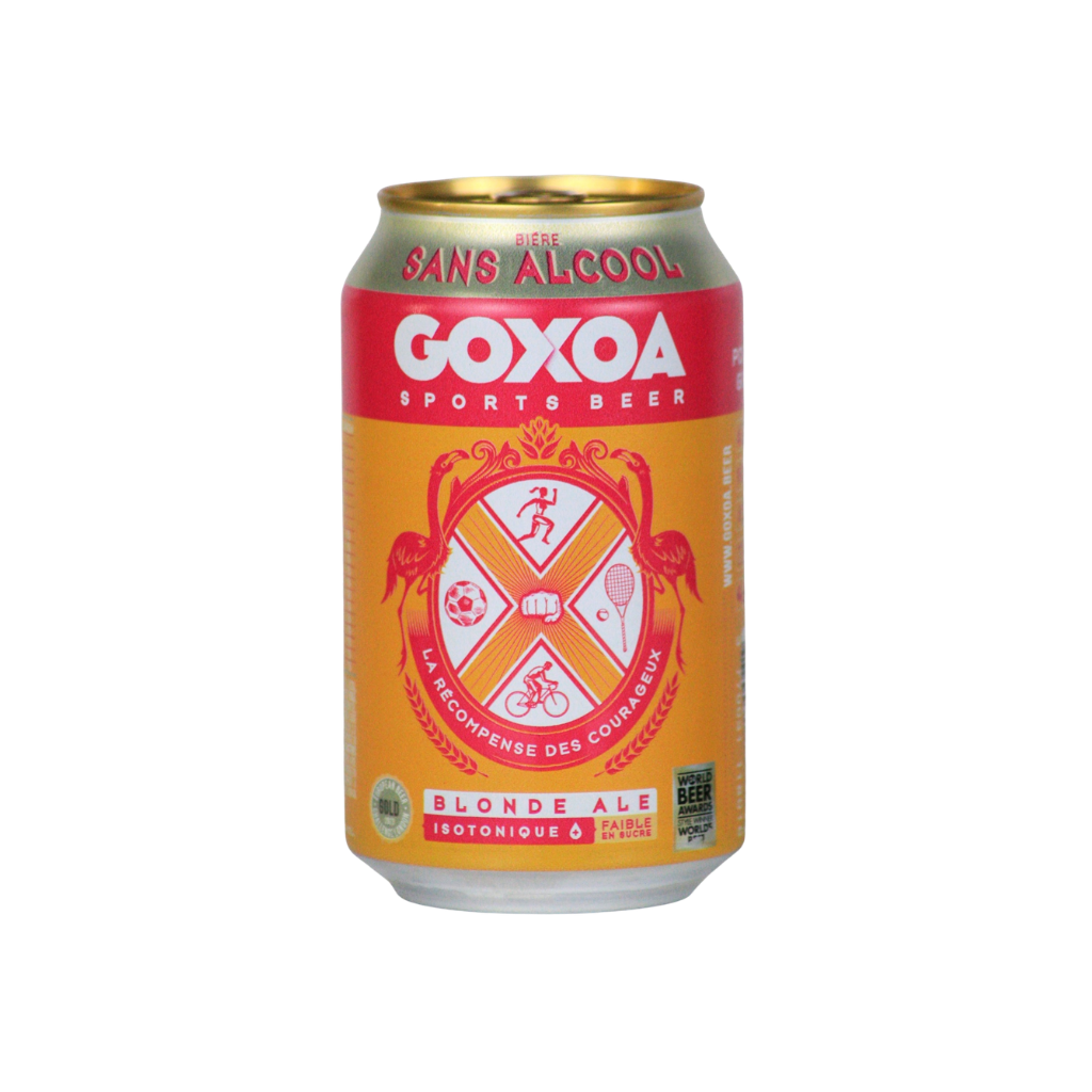 Goxoa sports beer can on a white background