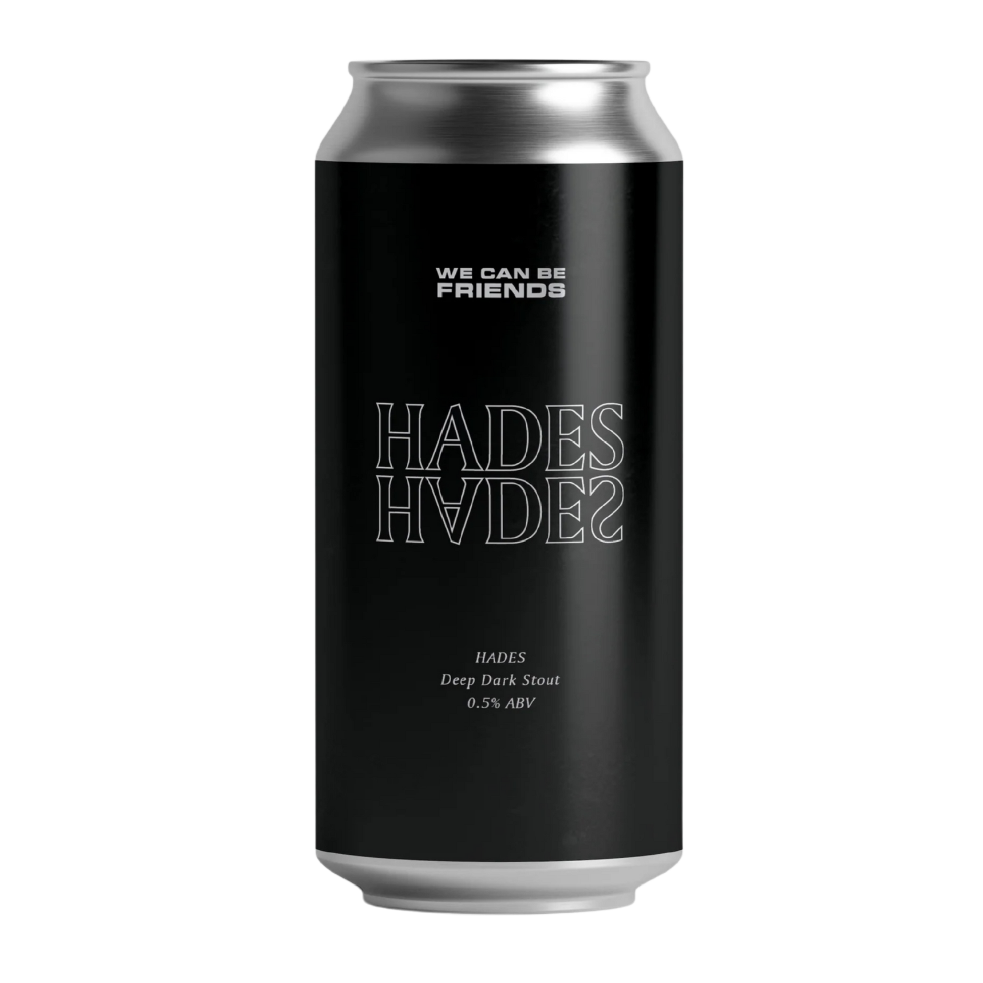 A Dark Rich Alcohol Free Stout from We can be friends. A black Can 