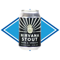 Can of Nirvana Stout in front of the Alcohol Free Drinks Company blue diamond. 