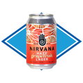 Nirvana Hazy Grapefruit Lager can with a blue diamond shape in the background