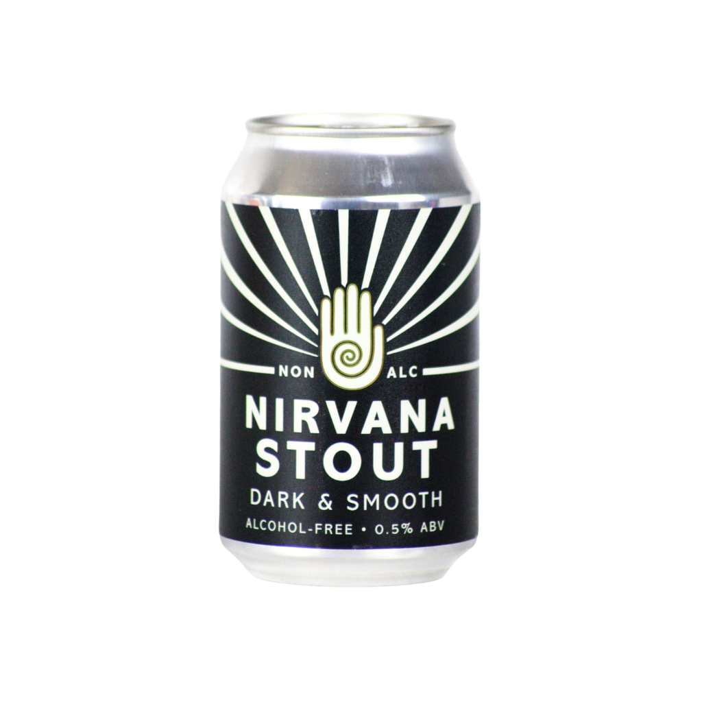 Nirvana Stout non-alcoholic beer can on a white background