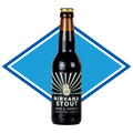 Nirvana Stout bottle with a blue and white diamond shape in the background