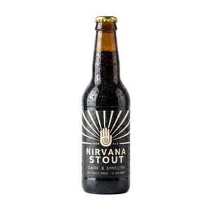 Nirvana Stout beer bottle on a white background