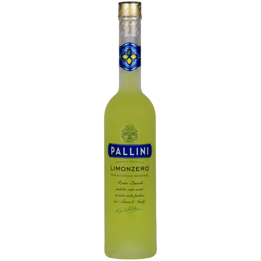 Bottle of Pallini Limonzero on a white background