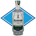Pearsons Botanicals non-alcoholic gin bottle with a blue diamond shape in the background