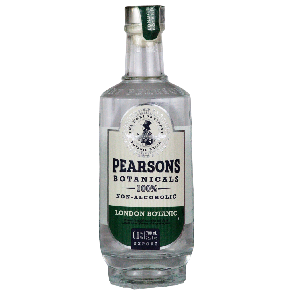 Pearsons Botanicals non-alcoholic gin bottle on a white background