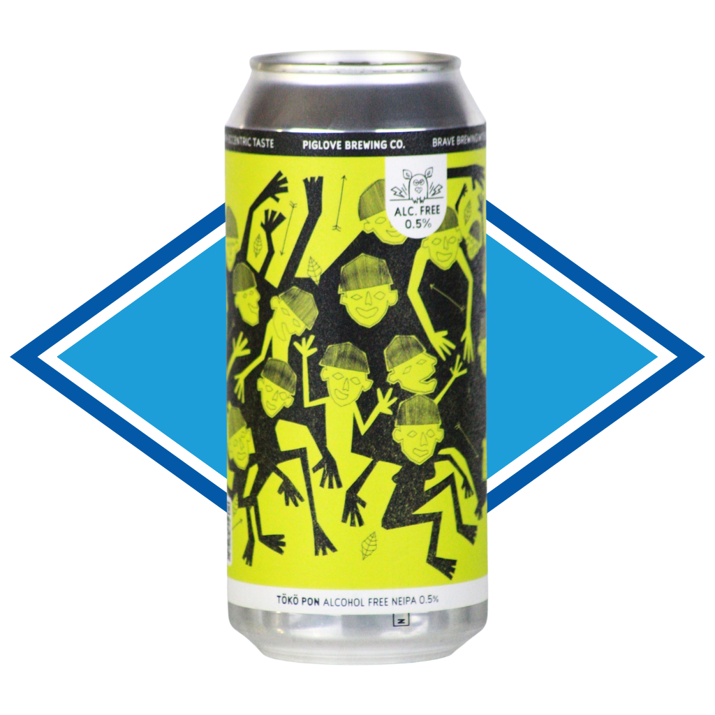 A 12 oz aluminum can with a yellow label of Piglove Brewing Co. Brain Dead Ale, which is 0.