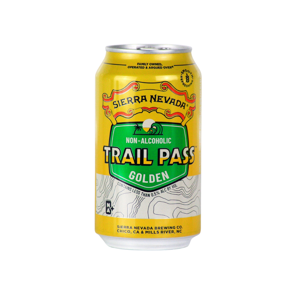 Sierra Nevada Trail Pass Golden non-alcoholic beer can on a white background