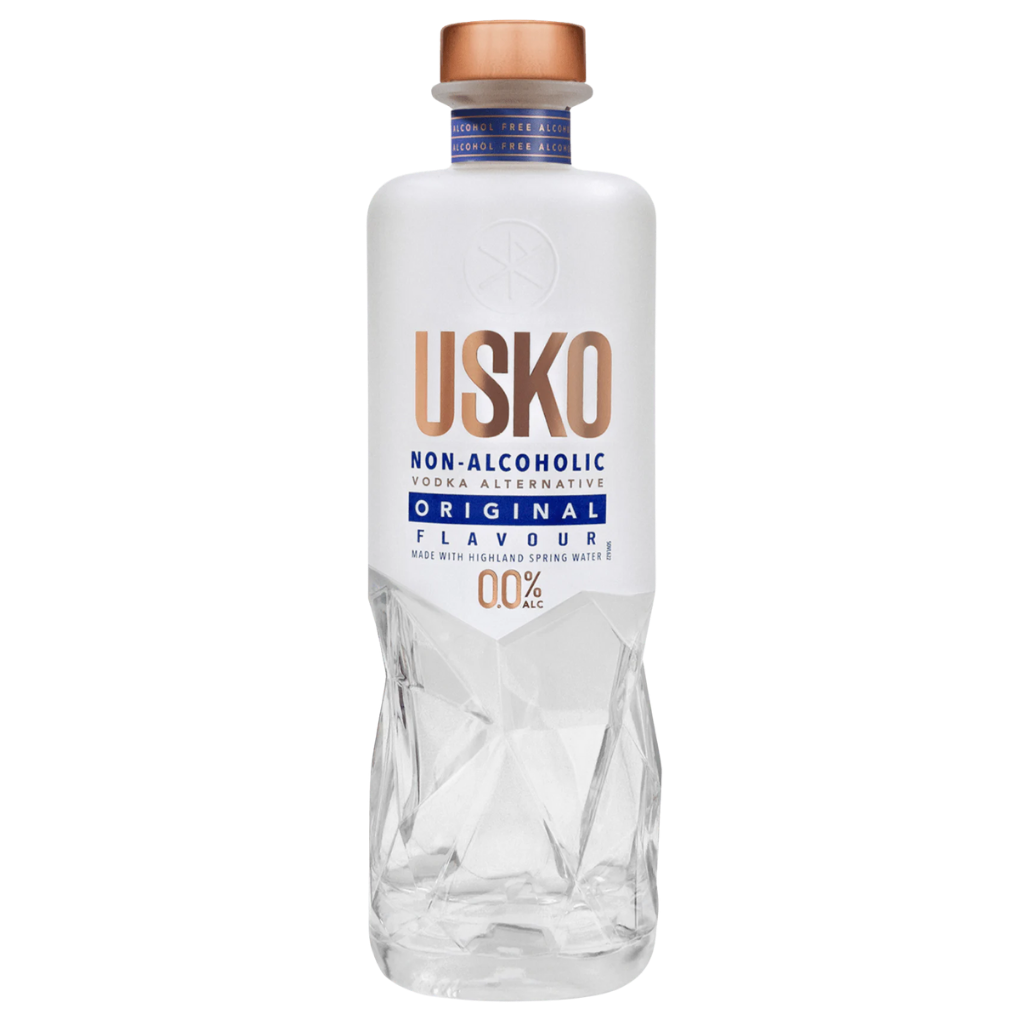 A Bottle of USKO original alcohol Free Vodka alternative.