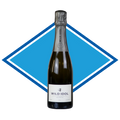 A bottle of Wild Idol Sparkling Wine Non-Alcoholic, set against a graphic blue and white diamond background. Halal certified Alcohol Free Wine