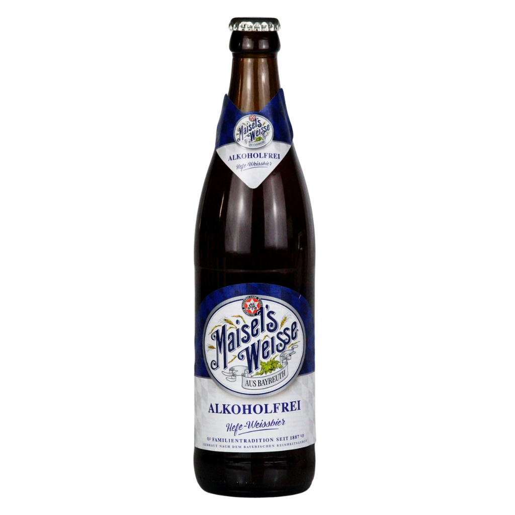 Bottle of Maisels Weisse Alkoholfrei on a white background