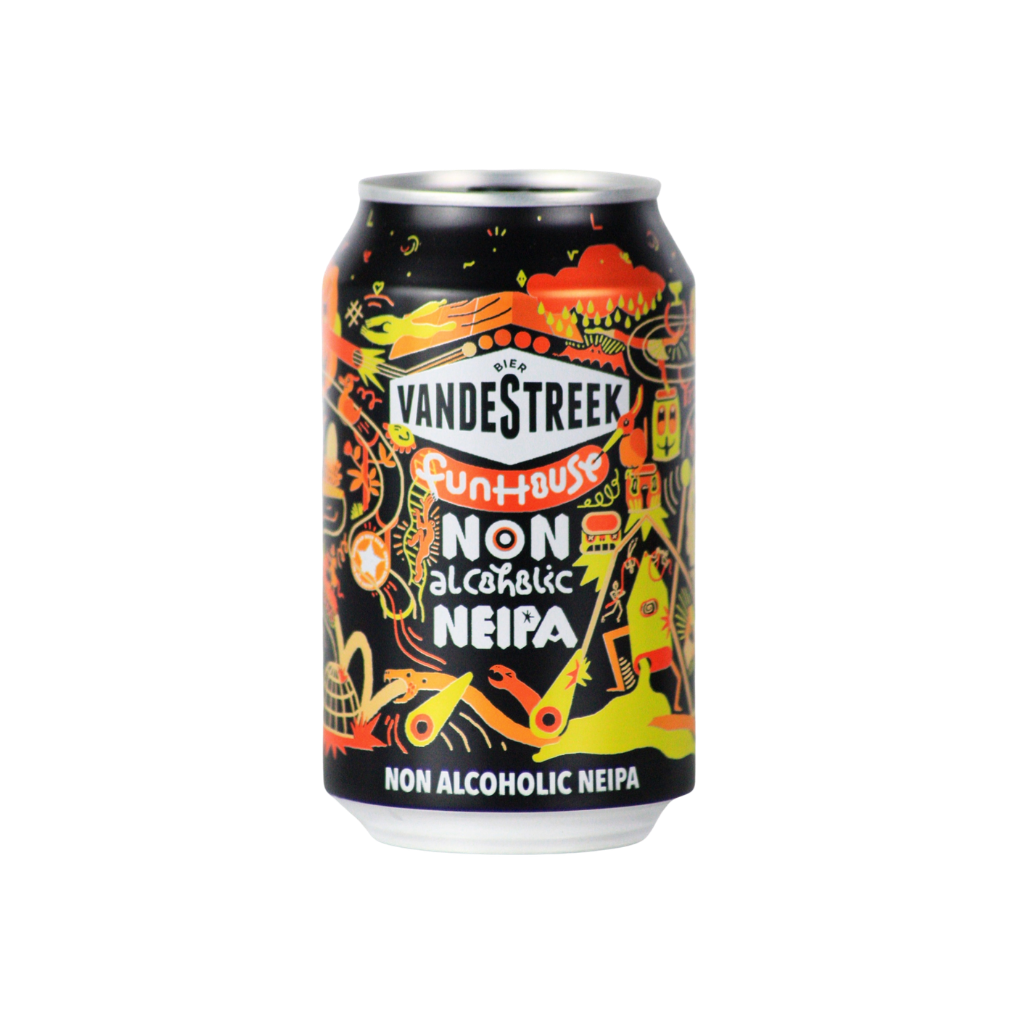 Vandestreek non-alcoholic NEIPA multicoloured can on a white background